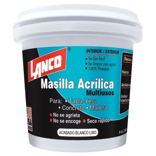 LANCO SPACKLING MASILLA ACRILICA MULTIUSO BLANCA SECADO RAPIDO USO INTERIOR  Y EXTERIOR 1/4 GALON SC101-5