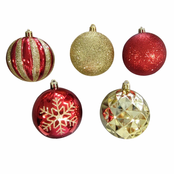 JUEGO BOLAS 50PZ ROJO Y DORADA 7X7X7CM