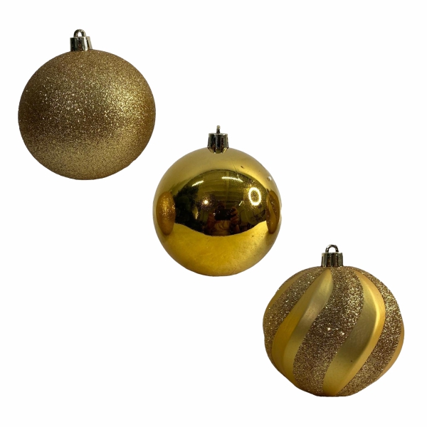 JUEGO BOLA DORADAS DECORADAS 10PZ 0ML 8.2X8.