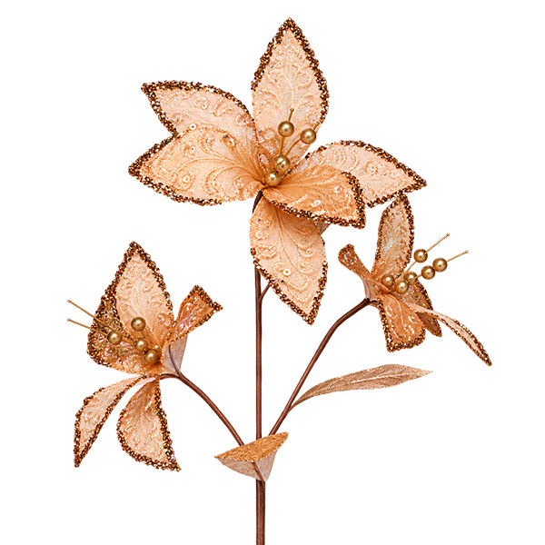 RAMA DECORATIVA PONSETIA ORO ROSA