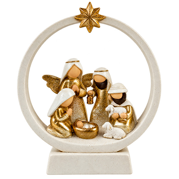 NACIMIENTO DECORATIVO DORADO Y BLANCO