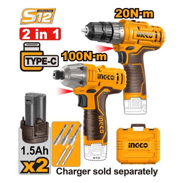 KIT TALADRO 3/8´´ + ATORNILLADOR 1/4´´ 12V COSLI240586