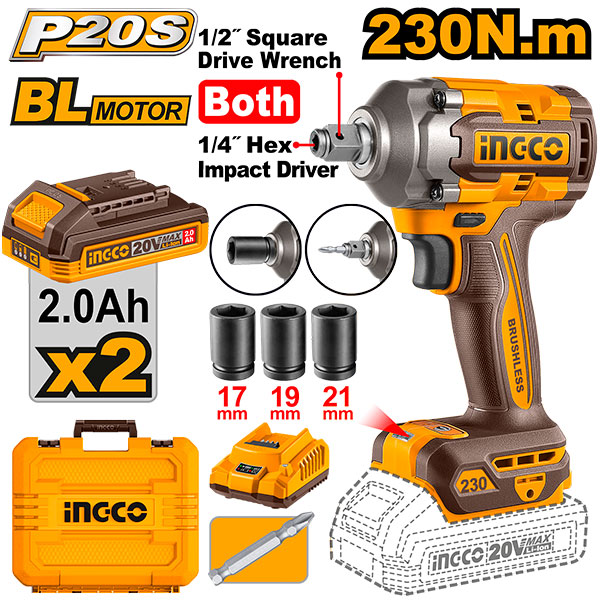LLAVE ATORNILLADOR IMPACTO 20V 2 EN 1 230NM UCIWLI20236