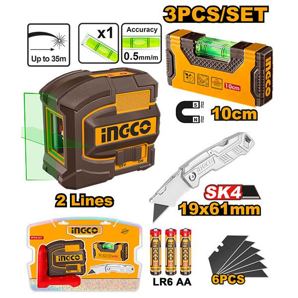 KIT 3 PIEZAS NIVEL LASER + NIVEL + CUTTER COSLL251002