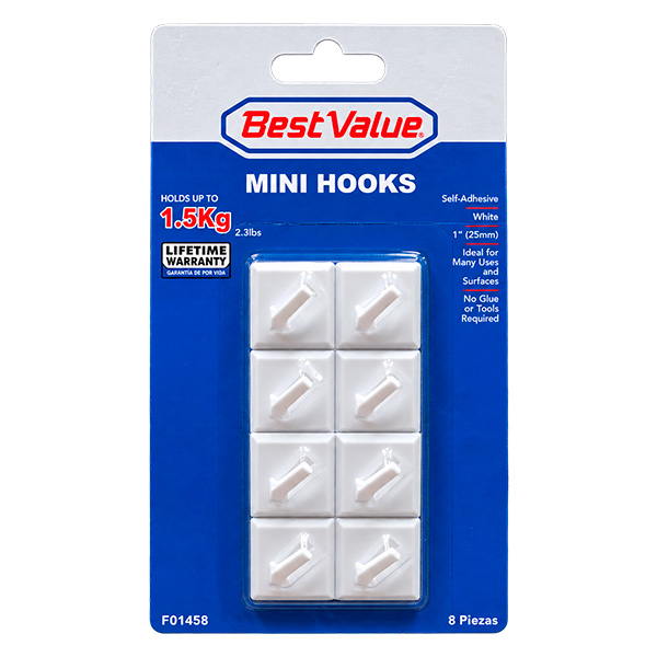 GANCHO ADHESIVOS PARA CUADRO 8 PIEZAS BLANCAS F01458