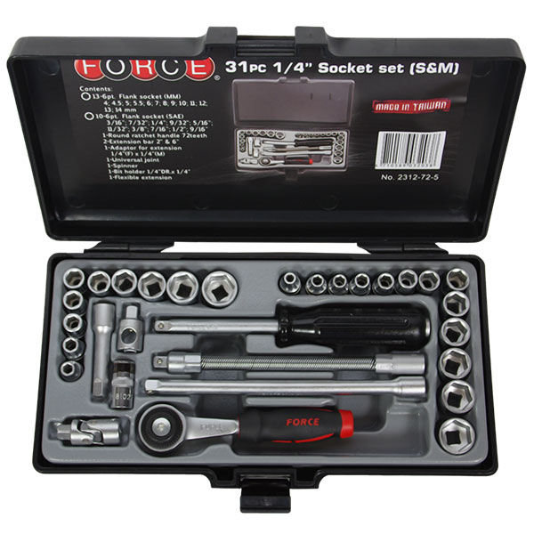 JUEGO 31 PIEZAS CUBO 6PTS 1/4 MIXTO 2312-72-5